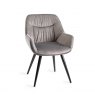 Gallery Collection Dali - Grey Velvet Fabric Chairs with Black Legs (Pair)