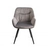 Gallery Collection Dali - Grey Velvet Fabric Chair with Black Legs (Pair)