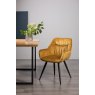 Gallery Collection Dali - Mustard Velvet Fabric Chair with Black Legs (Pair)