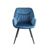 Gallery Collection Dali - Petrol Blue Velvet Fabric Chairs with Black Legs (Pair)