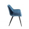 Gallery Collection Dali - Petrol Blue Velvet Fabric Chair with Black Legs (Pair)