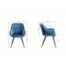 Gallery Collection Dali - Petrol Blue Velvet Fabric Chairs with Black Legs (Pair)