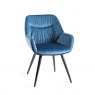 Gallery Collection Dali - Petrol Blue Velvet Fabric Chair with Black Legs (Pair)