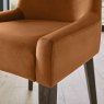 Premier Collection Ella Dark Oak Scoop Back Chair - Harvest Pumpkin Velvet Fabric  (Single)