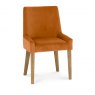 Premier Collection Ella Light Oak Scoop Back Chair - Harvest Pumpkin Velvet Fabric  (Single)