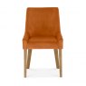 Premier Collection Ella Light Oak Scoop Back Chair - Harvest Pumpkin Velvet Fabric  (Single)