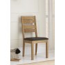 Premier Collection Provence Oak Slatted Chair - Brown Faux Leather (Single)
