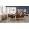 Signature Collection High Park Knotty Oak Set - 6-8 Table & 6 Distressed Bonded Leather Armchairs