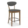 Bentley Designs Ellipse Rustic Oak Upholstered Barstool- Dark Grey Fabric- front angle shot