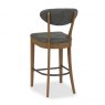 Bentley Designs Ellipse Rustic Oak Upholstered Barstool- Dark Grey Fabric- back angle shot