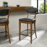 Bentley Designs Ellipse Rustic Oak Upholstered Bar Stool- Dark Grey Fabric- Feature- feature shot