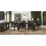 Bentley Designs Logan Fumed Oak Lamp Table - 6 - 8 Extending Dining Table and Logan Dark Grey Fabric