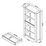 Bentley Designs Logan Fumed Oak Open Display Unit- line drawing