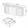 Bentley Designs Monroe Silver Grey Wide Sideboard- line drawing