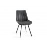 Gallery Collection Fontana - Dark Grey Faux Suede Fabric Chairs with Black Legs (Pair)