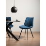 Gallery Collection Fontana - Blue Velvet Fabric Chair with Black Legs (Pair)