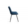 Gallery Collection Fontana - Blue Velvet Fabric Chair with Black Legs (Pair)