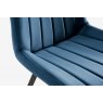 Gallery Collection Fontana - Blue Velvet Fabric Chair with Black Legs (Pair)