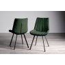 Gallery Collection Fontana - Green Velvet Fabric Chairs with Black Legs (Pair)