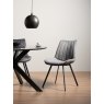 Gallery Collection Fontana - Grey Velvet Fabric Chair with Black  Legs (Pair)