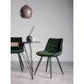 Gallery Collection Seurat - Green Velvet Fabric Chair with Black Legs (Pair)