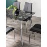 Gallery Collection Emin Black Marble Effect Tempered Glass 6 Seater Dining Table with Shiny Nickel Legs