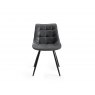 Gallery Collection Miro Clear Glass 6 Seater Table & 6 Seurat Dark Grey Faux Suede Fabric Chairs