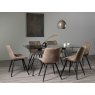 Gallery Collection Miro Clear Glass 6 Seater Table & 6 Seurat Tan Faux Suede Fabric Chairs