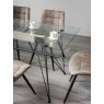 Gallery Collection Miro Clear Glass 6 Seater Table & 6 Seurat Tan Faux Suede Fabric Chairs
