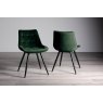 Gallery Collection Miro Clear Glass 6 Seater Table & 6 Seurat Green Velvet Chairs