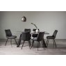 Gallery Collection Hirst Grey Painted Glass 6 Seater Table & 6 Fontana Dark Grey Faux Suede Fabric Chairs