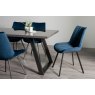 Gallery Collection Hirst Grey Painted Glass 6 Seater Table & 6 Fontana Blue Velvet Chairs