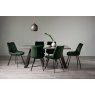 Gallery Collection Hirst Grey Painted Glass 6 Seater Table & 6 Fontana Green Velvet Chairs