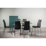 Gallery Collection Emin Black Marble Glass 6 Seater Table & 6 Benton Black Faux Leather Chairs