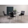 Gallery Collection Christo Black Marble Glass 4 Seater Tables & 4 Rothko Black Faux Leather Chairs