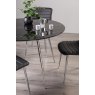 Gallery Collection Christo Black Marble Glass 4 Seater Tables & 4 Rothko Black Faux Leather Chairs