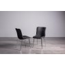 Gallery Collection Christo Black Marble Glass 4 Seater Tables & 4 Rothko Black Faux Leather Chairs