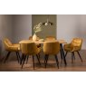 Gallery Collection Ramsay Oak Melamine 6 Seater Table - 4 Legs & 6 Dali Mustard Velvet Chairs