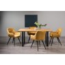 Gallery Collection Ramsay Oak Melamine 6 Seater Table - U Leg & 4 Dali Mustard Velvet Chairs