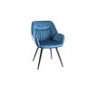 Gallery Collection Ramsay Oak Melamine 6 Seater Table - U Leg & 4 Dali Petrol Blue Velvet Chairs