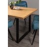 Gallery Collection Ramsay Oak Melamine 6 Seater Table - U Leg & 4 Dali Petrol Blue Velvet Chairs