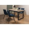 Signature Collection Tivoli Weathered Oak 4-6 Seater Table & 4 Fontana Blue Velvet Chairs