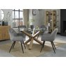 Premier Collection Turin Glass 4 Seater Table - Light Oak Legs & 4 Dali Grey Velvet Chairs