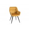 Premier Collection Turin Glass 4 Seater Table - Light Oak Legs & 4 Dali Mustard Velvet Chairs