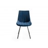 Premier Collection Turin Glass 4 Seater Table - Light Oak Legs & 4 Fontana Blue Velvet Chairs