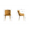 Premier Collection Turin Glass 6 Seater Table - Light Oak Legs & 6 Cezanne Mustard Velvet Chairs - Gold Legs