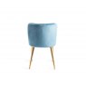 Premier Collection Turin Glass 6 Seater Table - Light Oak Legs & 6 Cezanne Petrol Blue Velvet Chairs - Gold Legs
