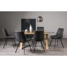 Premier Collection Turin Glass 6 Seater Table - Light Oak Legs & 6 Fontana Dark Grey Suede Fabric Chairs