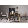 Premier Collection Turin Glass 6 Seater Table - Light Oak Legs & 6 Fontana Tan Faux Suede Fabric Chairs