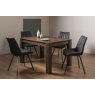 Premier Collection Turin Dark Oak 4-6 Seater Table & 4 Fontana Dark Grey Faux Suede Fabric Chairs
